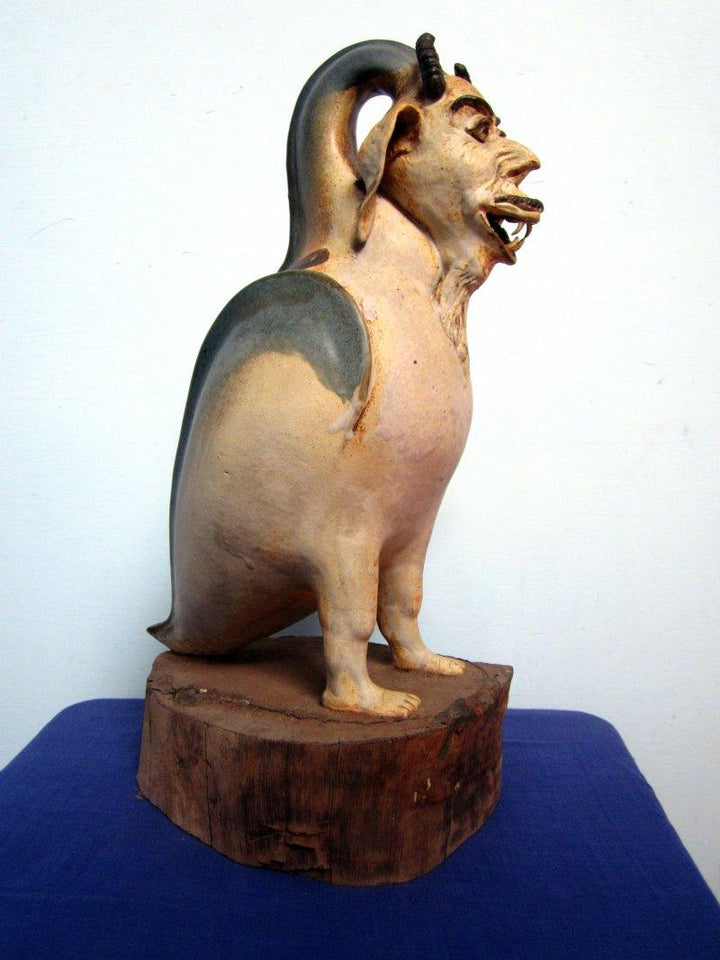 Animals ceramic titled 'Human Dragon', 24x14x12 inches, by artist DULAL CHANDRA MANNA on Ceramic