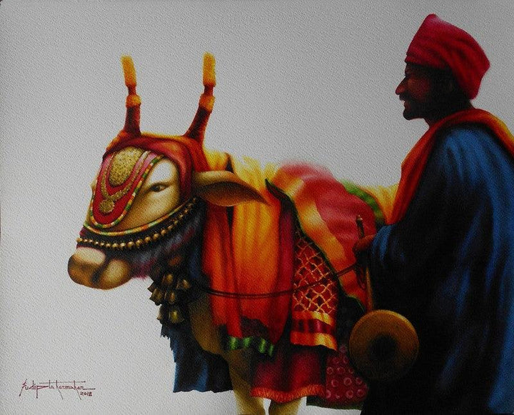 Figurative watercolor painting titled 'Hydrabad Festivle 1 Size 18x 23 Wa', 18x23 inches, by artist Sudipta Karmakar on Paper