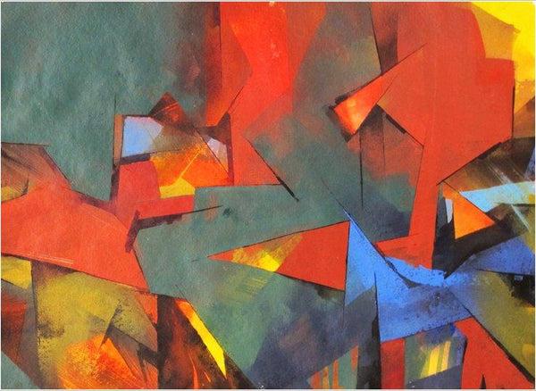 Abstract acrylic painting titled 'Illusion', 22x30 inches, by artist Siddhesh Rane on Paper