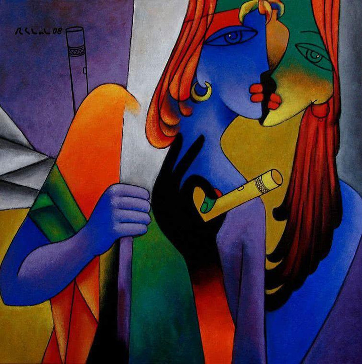 Figurative acrylic painting titled 'In Love', 30x30 inches, by artist Rajesh Shah on Canvas