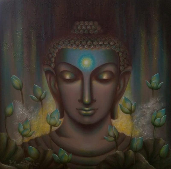 Religious oil painting titled 'In Search Of Truth', 36x36 inches, by artist Madhumita Bhattacharya on Canvas