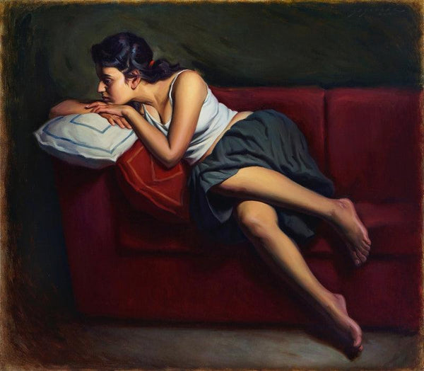 Figurative oil painting titled 'In The Memories', 28x32 inches, by artist Siddharth Gavade on Linen