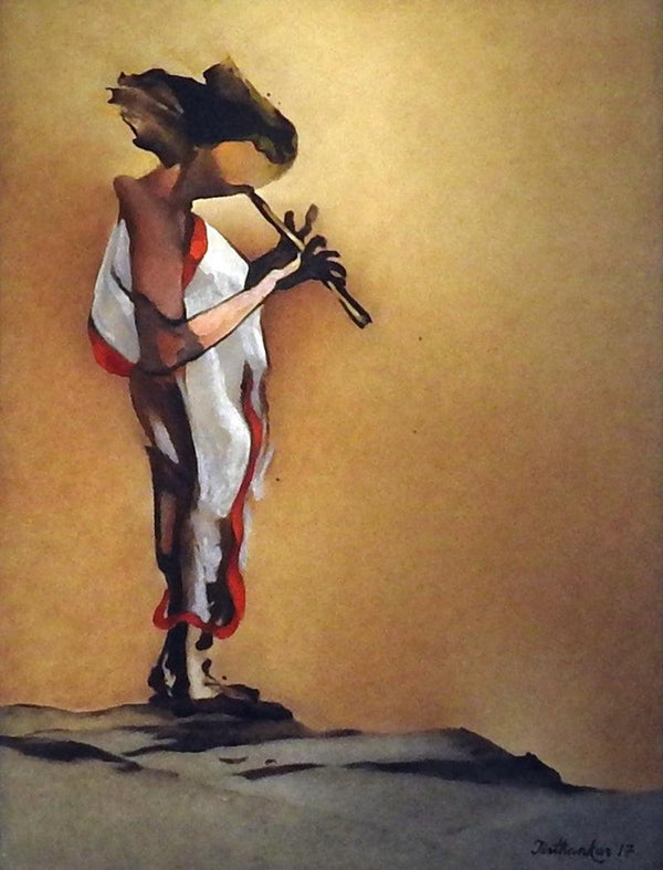 Figurative oil painting titled 'In Tune', 48x36 inches, by artist Tirthankar Biswas on Canvas