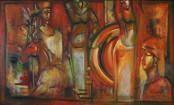 Figurative oil painting titled 'Incredible Beauty', 60x36 inches, by artist Pijush Kanti Bera on Canvas