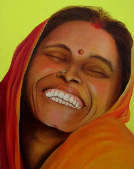 Figurative oil painting titled 'India Abundance', 20x40 inches, by artist Parul V Mehta on Canvas