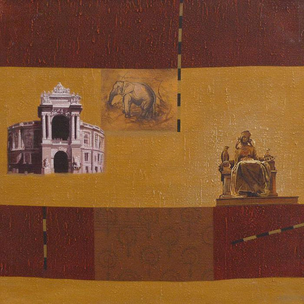 Still-life acrylic painting titled 'Indian Monument Wall I', 24x24 inches, by artist Sanjay on Canvas