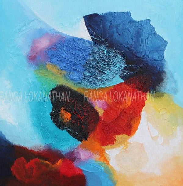 Abstract mixed media titled 'Infinity', 24x24 inches, by artist Ranga Naidu on Canvas