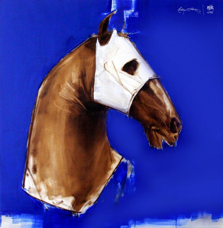 Animals acrylic oil painting titled 'Ink Blue', 36x36 inches, by artist Aditya Shirke on Canvas