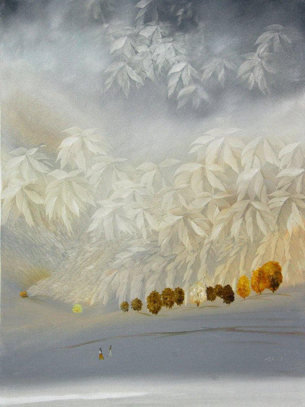 Nature oil painting titled 'Inner Escape 7', 48x36 inches, by artist R.S. SHAKYA on Canvas