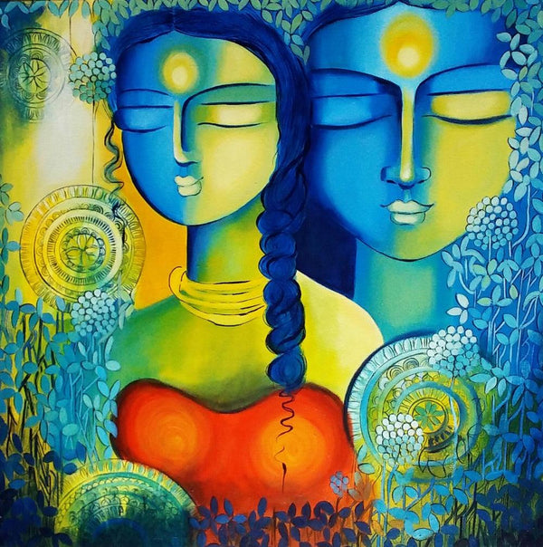 contemporary acrylic painting titled 'Inner Harmony', 24x24 inches, by artist NITU CHHAJER on Canvas