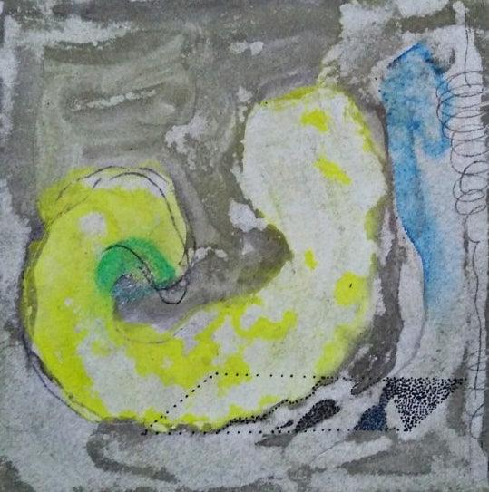 Abstract acrylic ink painting titled 'Inner Self 4', 5x5 inches, by artist Seema Kadam on Paper