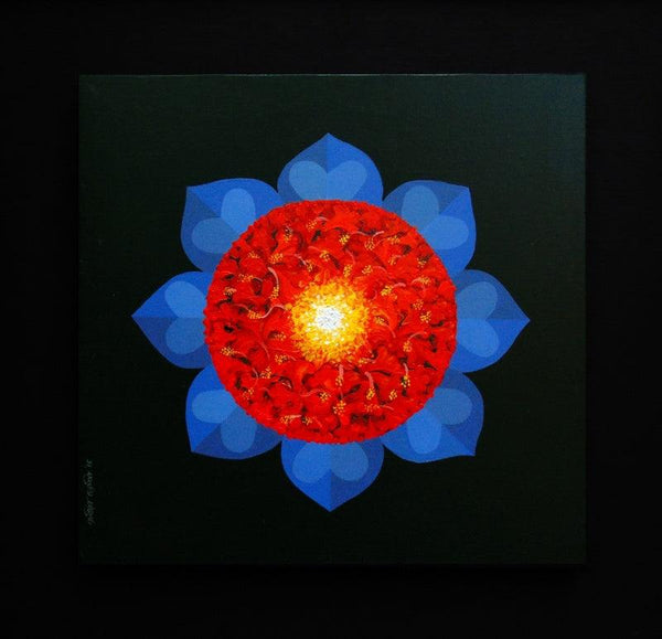 Religious acrylic painting titled 'Inner Space 1', 20x20 inches, by artist RAJIB DEYASHI on Canvas