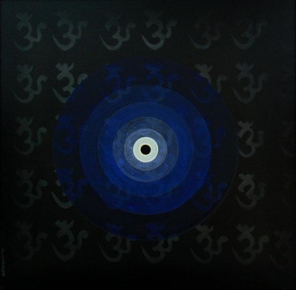 Religious acrylic painting titled 'Inner Space 2', 30x30 inches, by artist RAJIB DEYASHI on Canvas