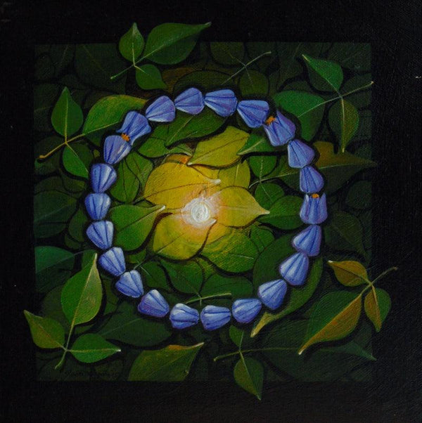 Religious acrylic painting titled 'Inner Space', 10x10 inches, by artist RAJIB DEYASHI on Canvas