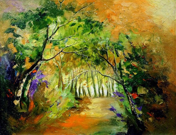 Landscape oil painting titled 'Inside Nature', 30x24 inches, by artist Bahadur Singh on Canvas