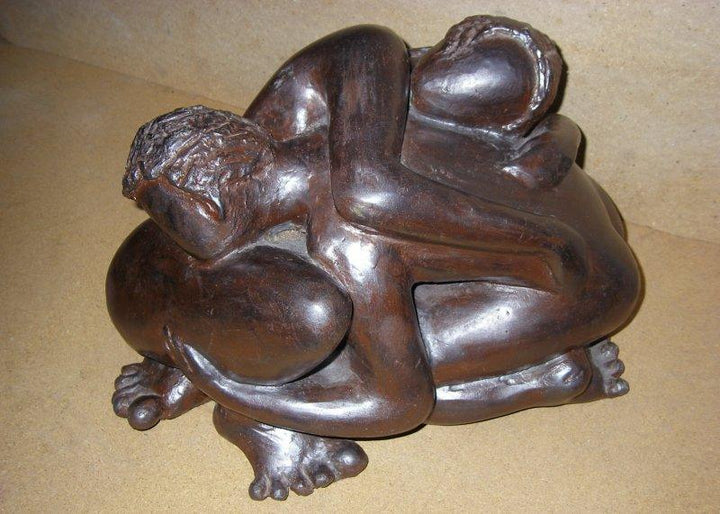 Figurative Metal sculpture titled 'Intimacy', 14x20x12 inches, by artist Sunita  Lamba on Bronze