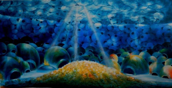 Figurative acrylic painting titled 'Into The Sea', 30x61 inches, by artist Ranchhor  Meghwal on Canvas