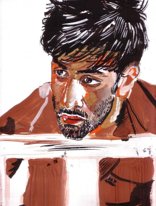 Portrait watercolor painting titled 'Intrigued and inspired', 12x17 inches, by artist Saurabh Turakhia on Paper