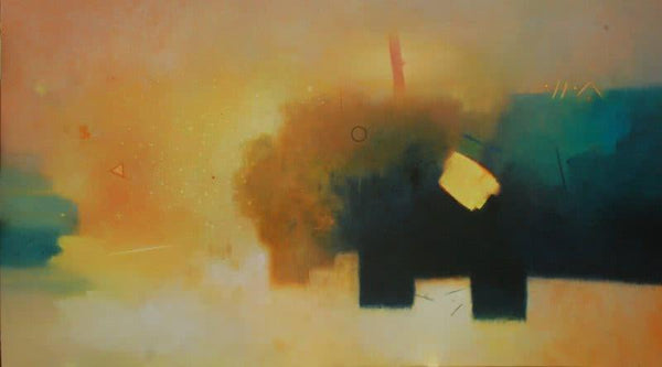 Abstract acrylic painting titled 'Involution 9', 66x120 inches, by artist Ganpat  Bhadke on Canvas