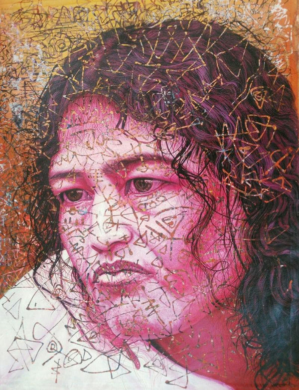 Figurative acrylic painting titled 'Irom Sharmila', 48x37 inches, by artist Rajnikanta Singh on Canvas