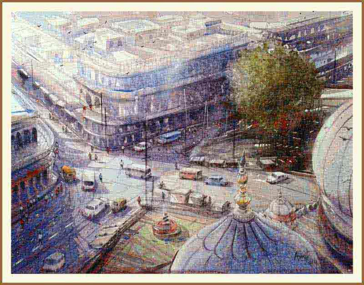 Cityscape watercolor painting titled 'Izmir Turkey II', 20x28 inches, by artist Amit Kapoor on Paper