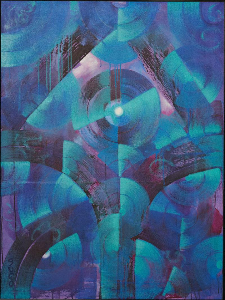 Abstract acrylic painting titled 'Jal', 48x36 inches, by artist Subhash Gondhale on Canvas