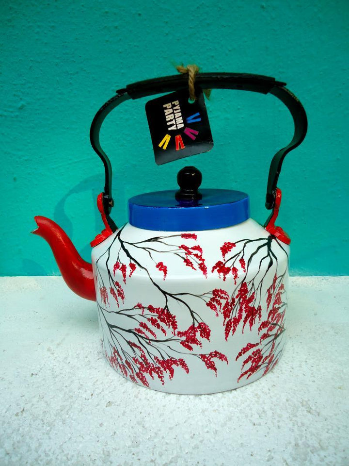 Lifestyle craft titled 'Japanese Geisha Tea Kettle', 9x9x7 inches, by artist Rithika Kumar on Aluminium