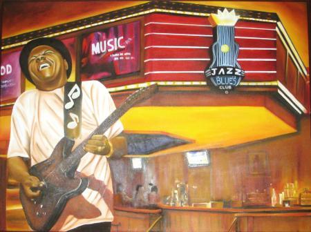 Figurative oil painting titled 'Jazz', 48x36 inches, by artist Parul V Mehta on Canvas