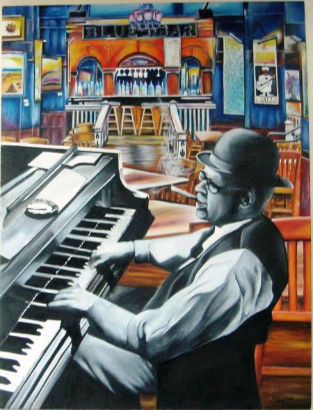 Figurative oil painting titled 'Jazz1', 36x48 inches, by artist Parul V Mehta on Canvas