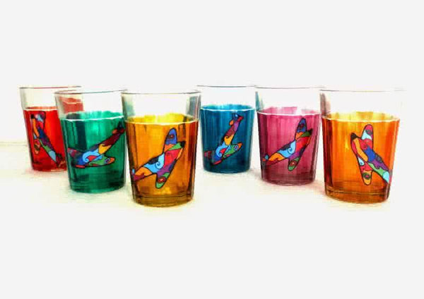 Lifestyle craft titled 'Jetty Cutting Chai Glasses', 3x2x2 inches, by artist Rithika Kumar on Glass