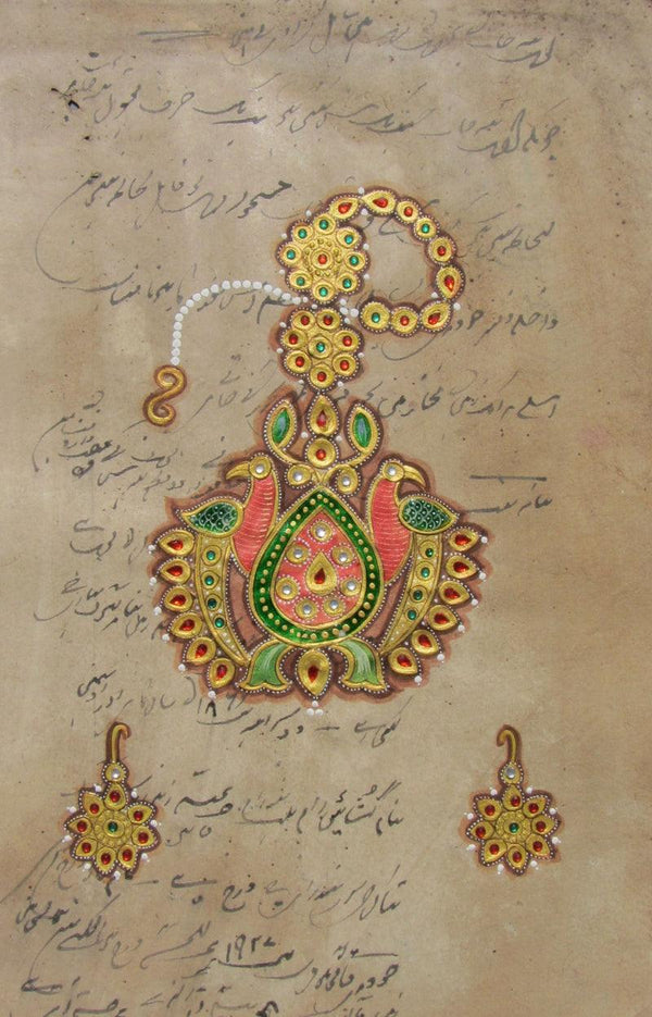 pattern miniature traditional art titled 'Jewellery', 8x12 inches, by artist Unknown on Paper