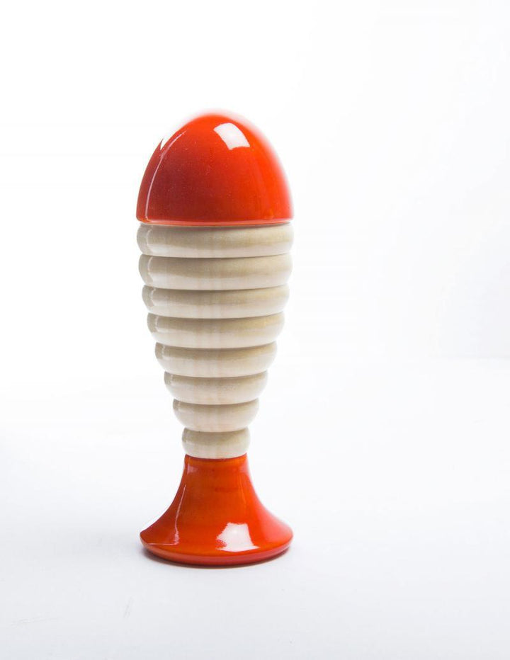 Toys craft titled 'Jiffy Orange Wooden Rattle', 6x2x2 inches, by artist Vijay Pathi on wood