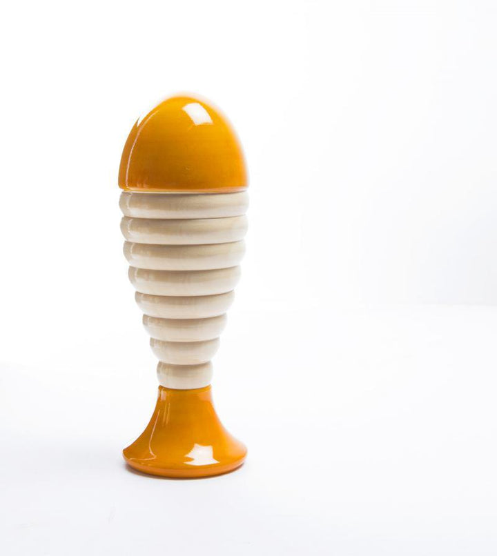 Toys craft titled 'Jiffy Yellow Wooden Rattle', 6x2x2 inches, by artist Vijay Pathi on wood