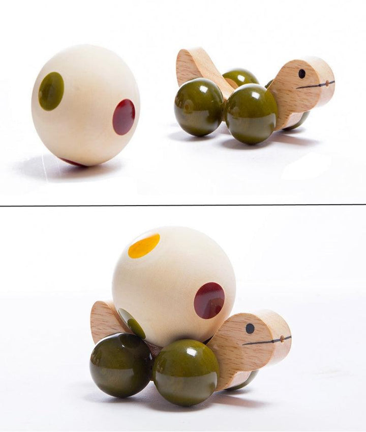 Toys craft titled 'Jolly Turtle Green Wooden Toy', 4x2x3 inches, by artist Oodees Toys on wood