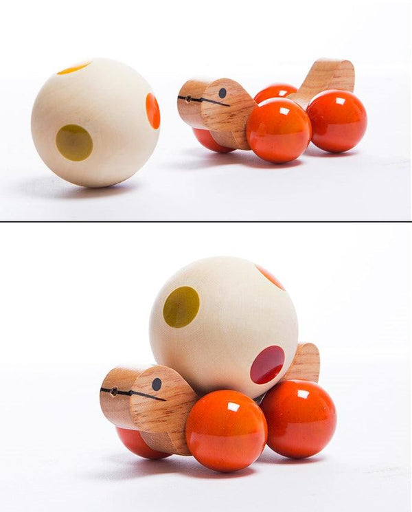 Toys craft titled 'Jolly Turtle Orange Wooden Toy', 4x2x3 inches, by artist Oodees Toys on wood