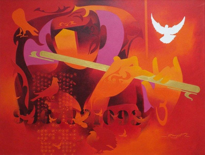 Figurative acrylic painting titled 'Joy Of Music 14', 32x42 inches, by artist Ranjit Singh on Canvas