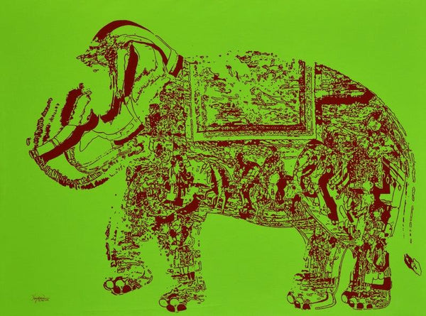 Animals acrylic painting titled 'Jubilation 8', 36x48 inches, by artist Niraja Bhuwal on Canvas