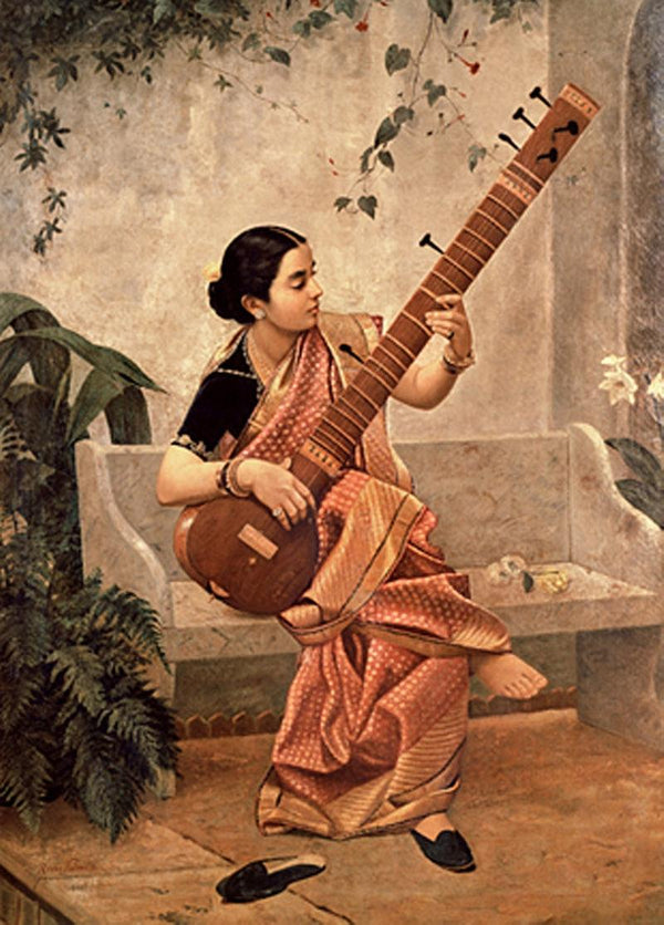 Figurative oil painting titled 'Kadambari', 24x18 inches, by artist Raja Ravi Varma on Canvas