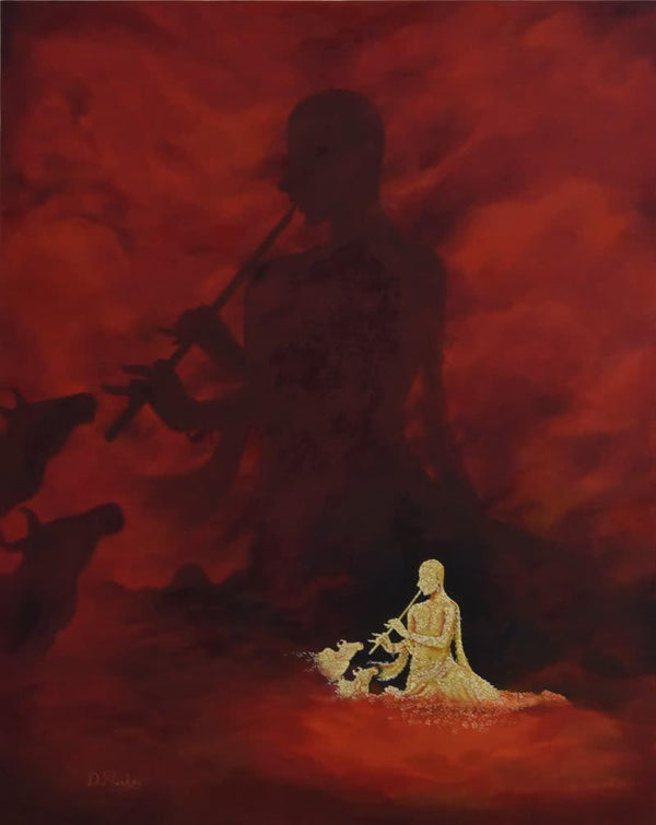 contemporary oil painting titled 'Kanha on my Mind', 48x60 inches, by artist Durshit Bhaskar on Canvas