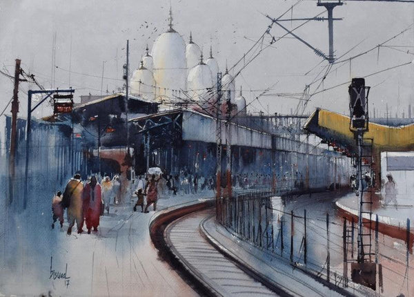 Place watercolor painting titled 'Kanpur Central 3', 22x30 inches, by artist Bijay Biswaal on Paper