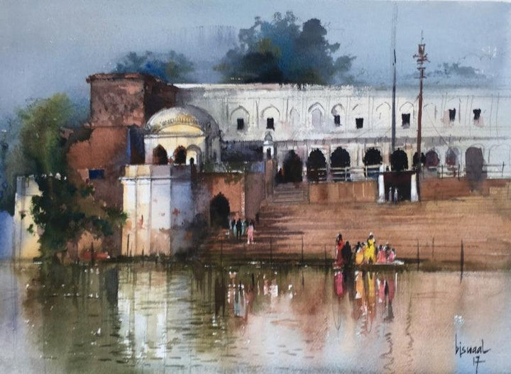 Place watercolor painting titled 'Kanpur Ghat 2', 14x20 inches, by artist Bijay Biswaal on Paper