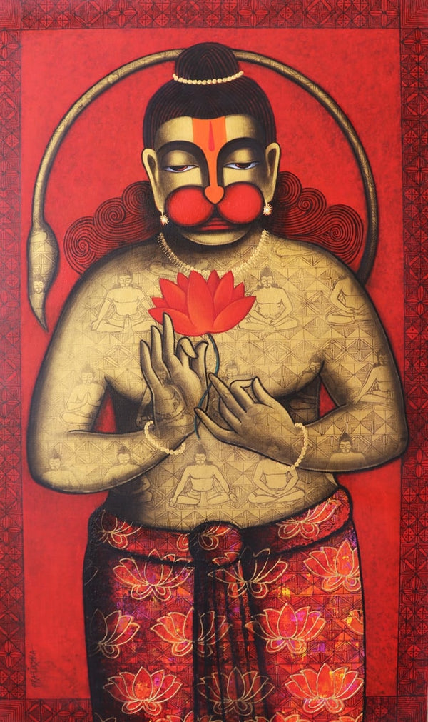 Religious acrylic painting titled 'Kapeeshwar', 40x24 inch, by artist Pratiksha Bothe on Canvas