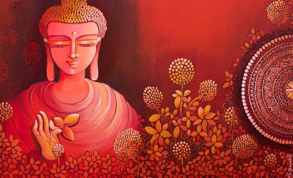 meditation acrylic painting titled 'KARUNA Series 2', 30x48 inches, by artist NITU CHHAJER on Canvas