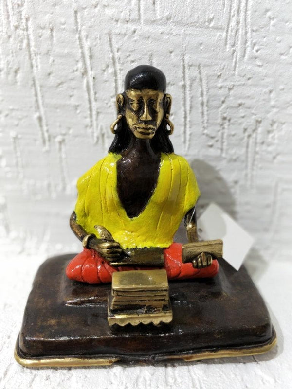 Figurative sculpture titled 'Kavi Valmiki', 8x6x4 inches, by artist Kushal Bhansali on Brass