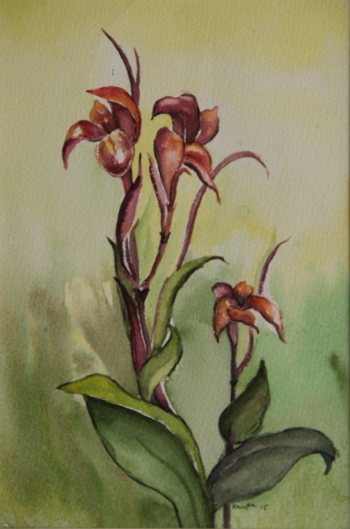 Nature watercolor painting titled 'Kena Flower', 10x7 inches, by artist Krupa Shah on Paper