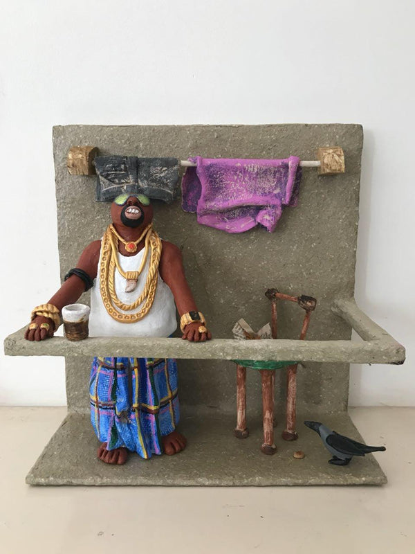 Lifestyle sculpture titled 'Kholi No 35', 12x12x12 inches, by artist Bharati  Pitre on Paper Mache