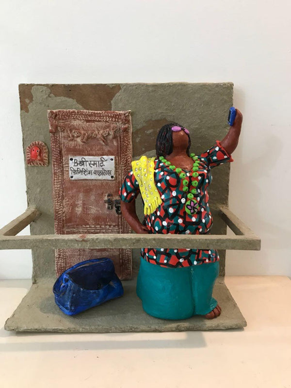 Lifestyle sculpture titled 'Kholi No 38', 12x12x12 inches, by artist Bharati  Pitre on Paper Mache