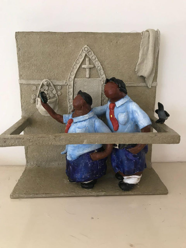 Lifestyle sculpture titled 'Kholi No 39', 12x12x12 inches, by artist Bharati  Pitre on Paper Mache