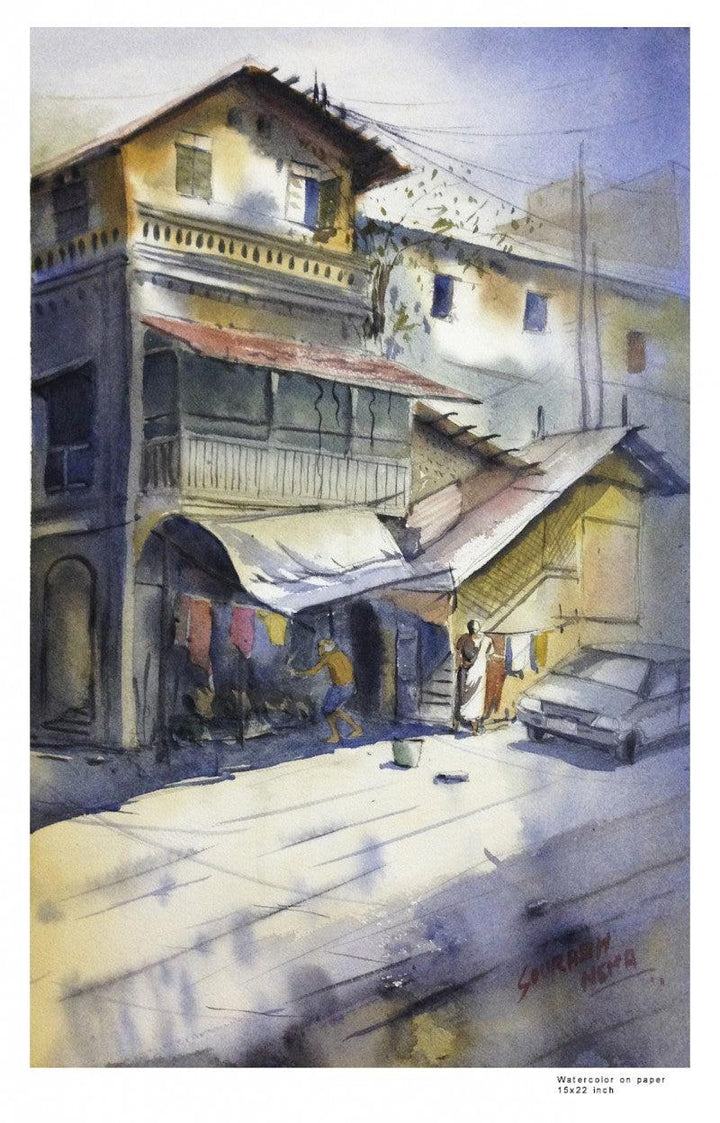 Landscape watercolor painting titled 'Khotachi wadi', 22x15 inches, by artist Sourabh Nema on Handmade Paper