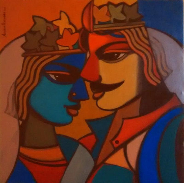 Figurative acrylic painting titled 'King And Queen 10', 24x24 inches, by artist Avinash Deshmukh on Canvas